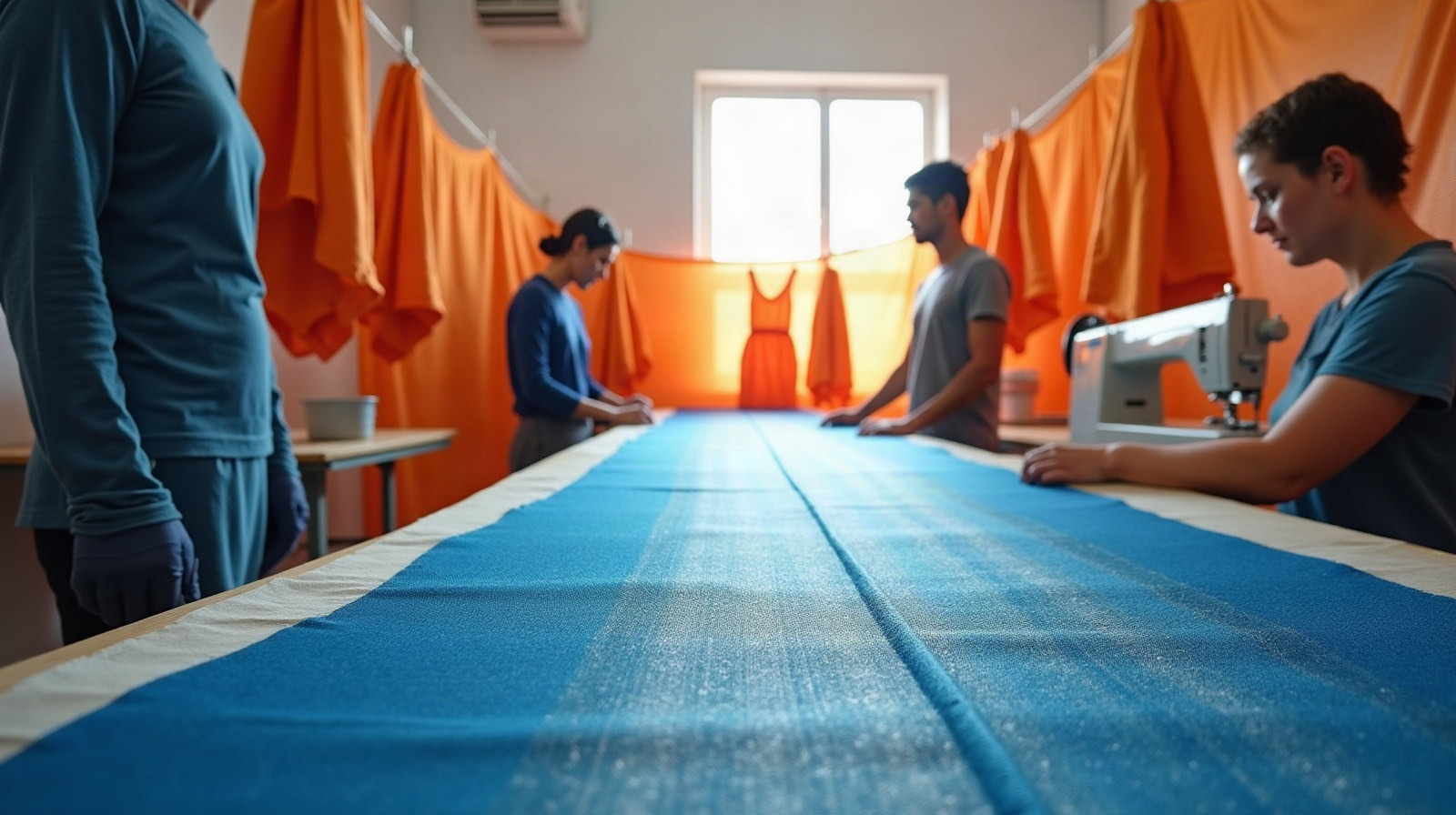 Hilos y muestras textiles observados con luz natural